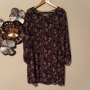 Pistache - Floral Printed Tunic Dress - Floral Black - Size Extra Large